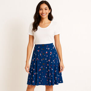 Women's Banana Republic Blue Red Floral A-Line Button-Up Skirt Petite 10P